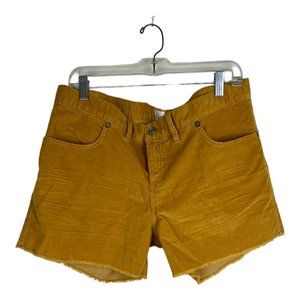 Gap Corduroy Cut Off Frayed Hem Mid Rise Soft Stretch Short Mustard Yellow Sz 14